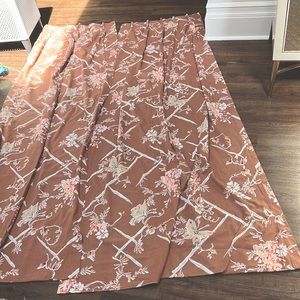 Set of Custom Brown  chinoiserie bamboo accent pinch and pleated curtains